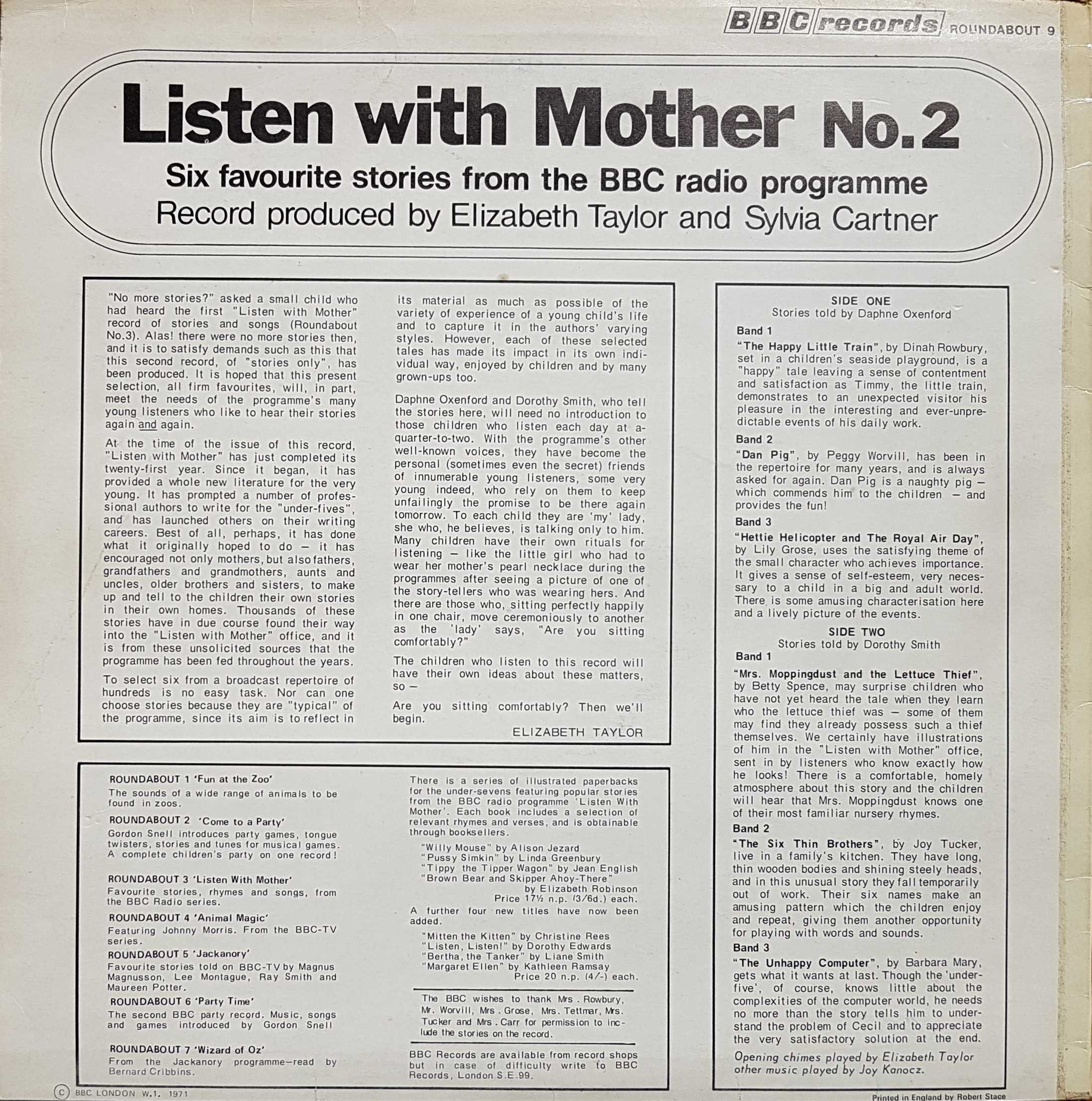 Picture of RBT 9 Listen with mother - Volume 2 by artist Daphne Oxenford / Dorothy Smith from the BBC records and Tapes library
